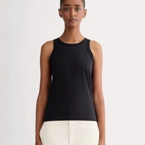 EVERLANE Black Organic Cotton Cutaway Sleeveless Tank Top XS